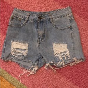 Homemade never worn distressed jean shorts